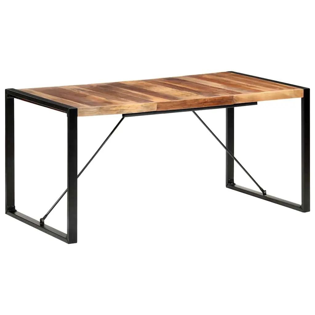 Solid Wood Dining Table 160x80x75cm Industrial Brown