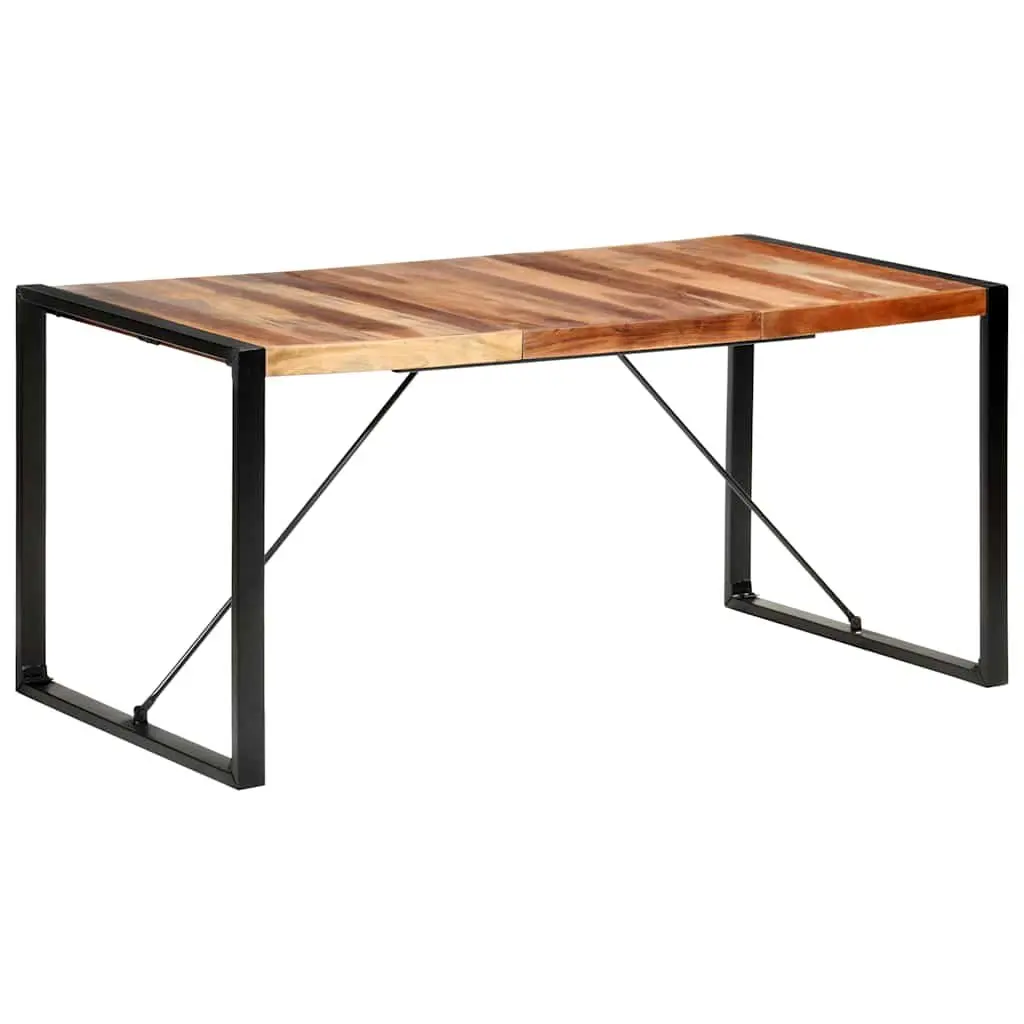 Solid Wood Dining Table 160x80x75cm Industrial Brown
