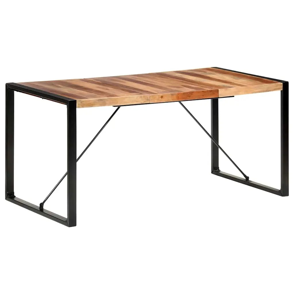 Solid Wood Dining Table 160x80x75cm Industrial Brown