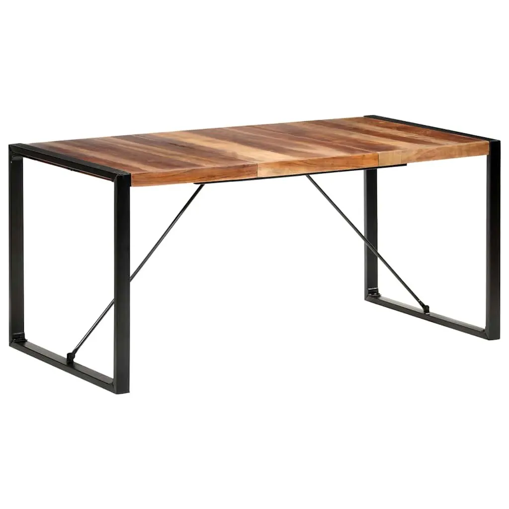 Solid Wood Dining Table 160x80x75cm Industrial Brown