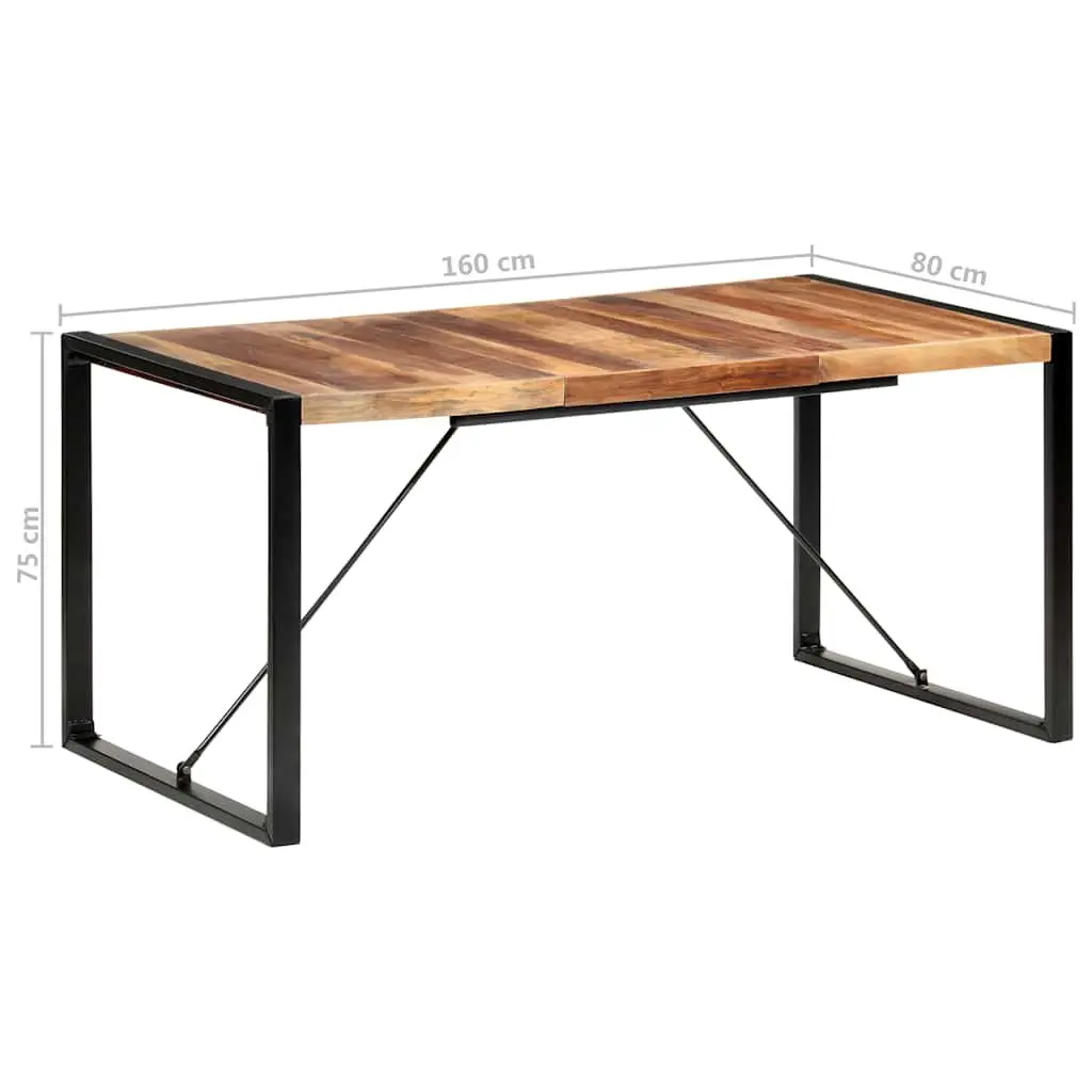 Solid Wood Dining Table 160x80x75cm Industrial Brown