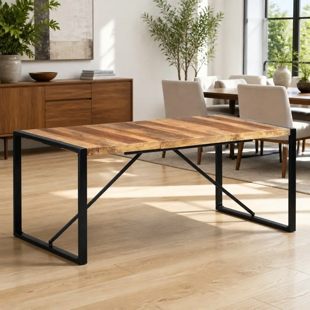 Solid Wood Dining Table 180x90x75 cm in Brown