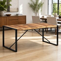 Solid Wood Dining Table 180x90x75 cm in Brown