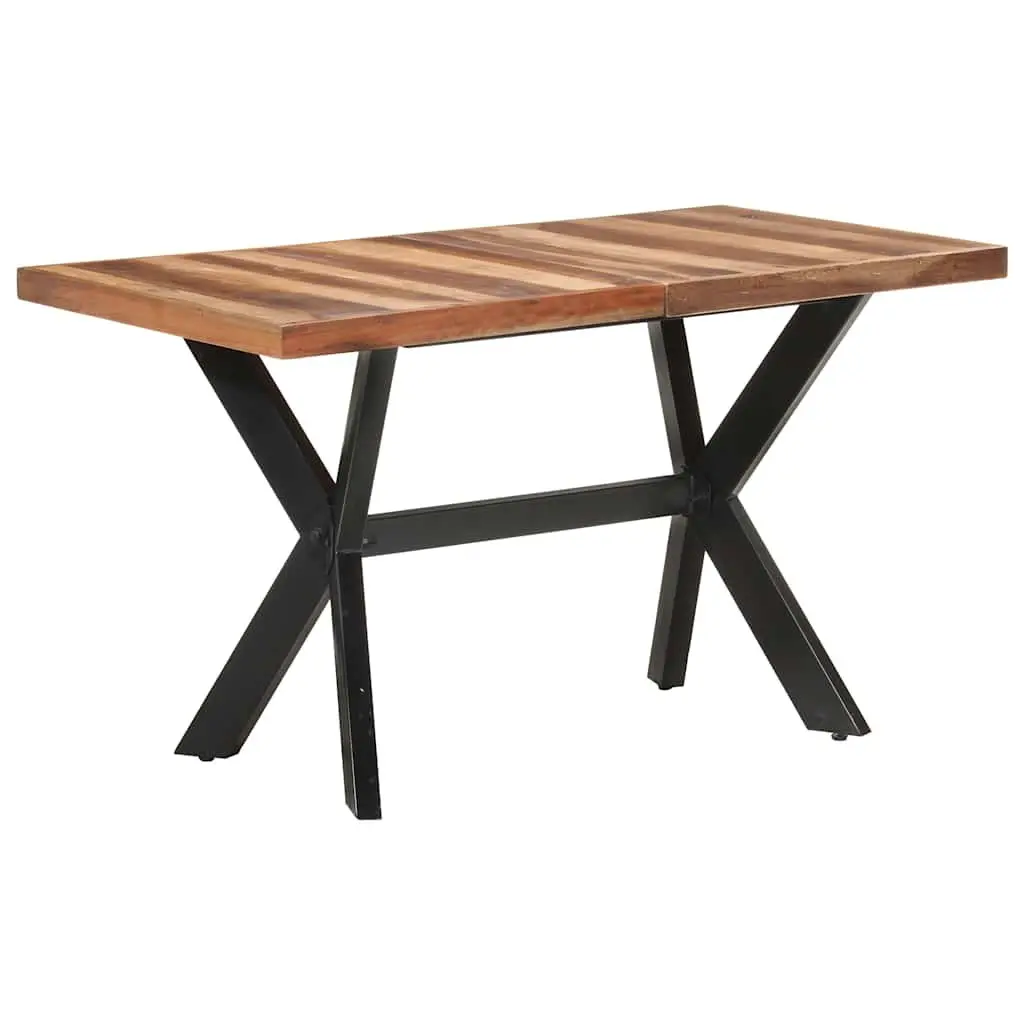 Solid Wood Dining Table 140x70x75 cm Industrial Style Kitchen Furniture Brown