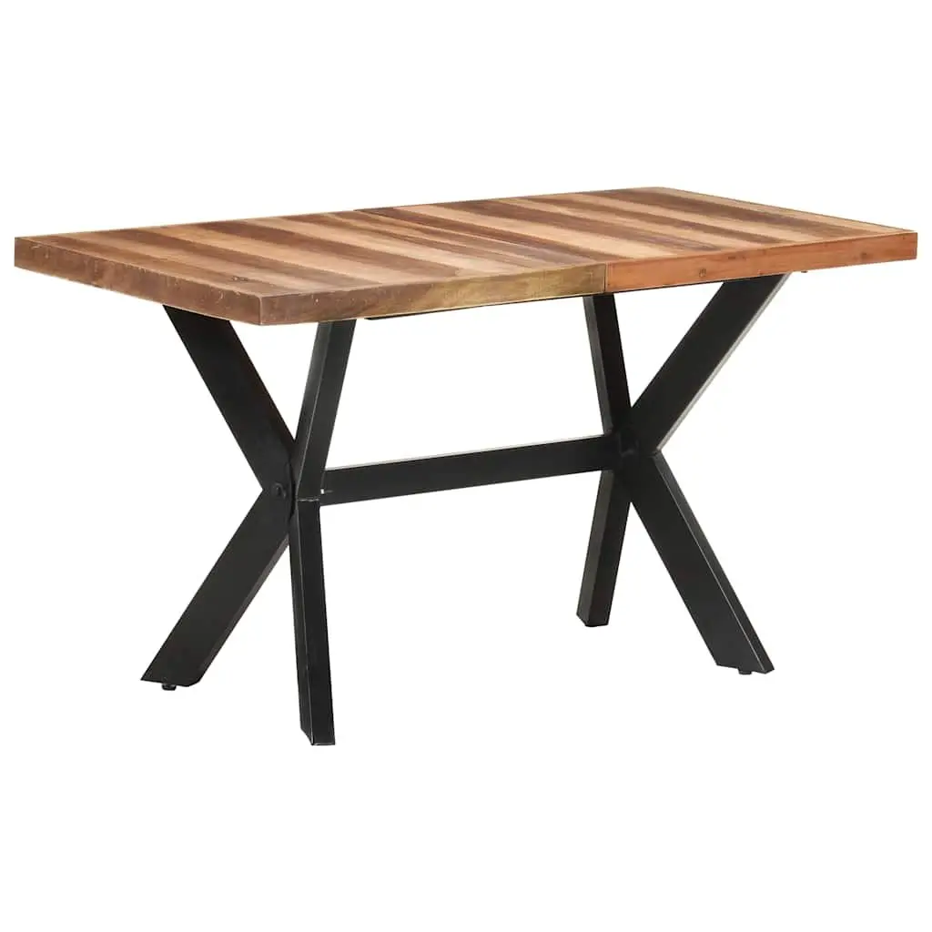 Solid Wood Dining Table 140x70x75 cm Industrial Style Kitchen Furniture Brown