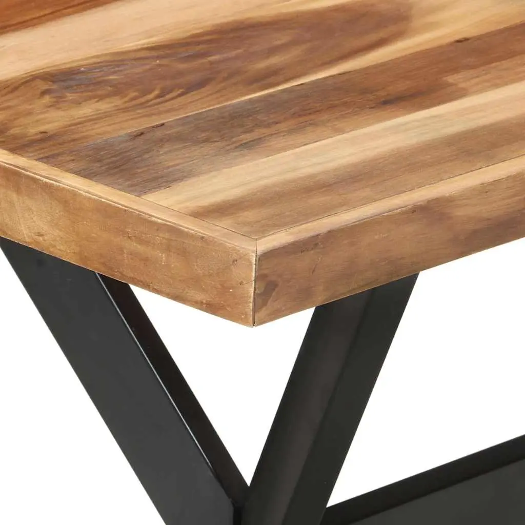 Solid Wood Dining Table 140x70x75 cm Industrial Style Kitchen Furniture Brown