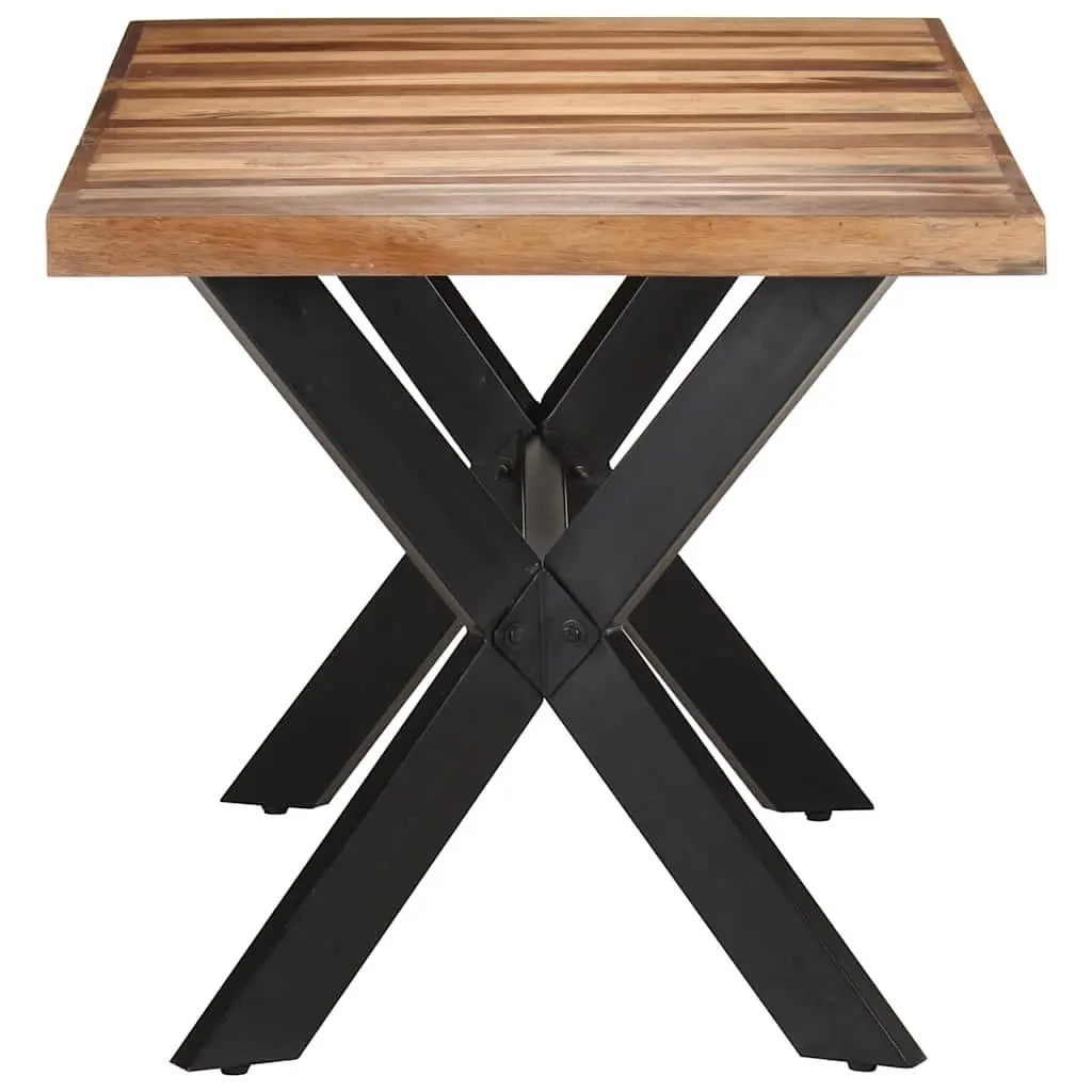 Industrial Dining Table Solid Wood 160x80x75 cm Steel Legs Cross Frame