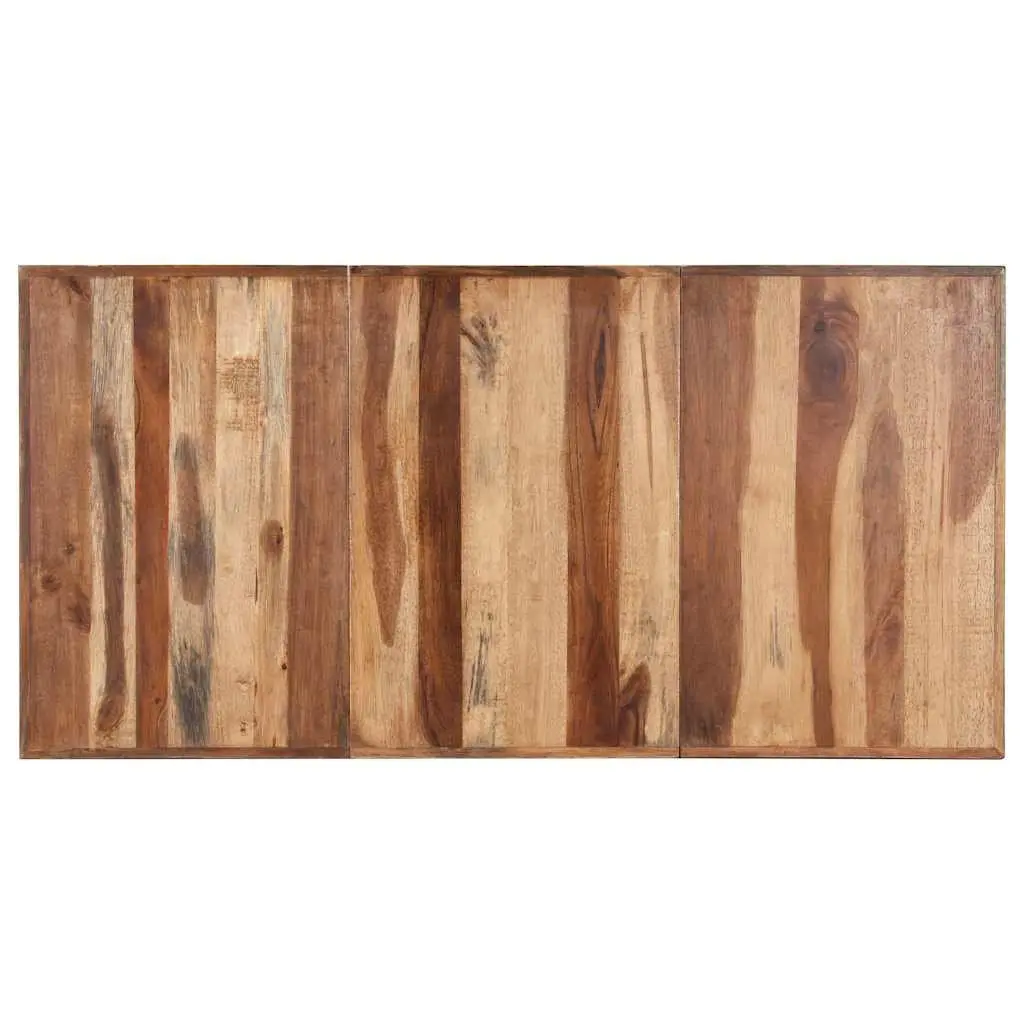 Industrial Dining Table Solid Wood 160x80x75 cm Steel Legs Cross Frame