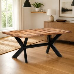Solid Wood Dining Table 180x90x75 cm in Brown