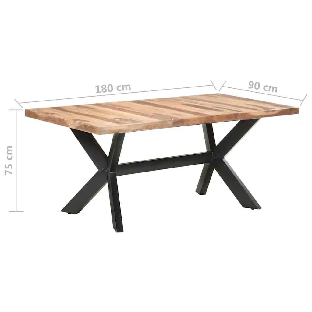 Dining Table Industrial Style 180x90x75 cm Solid Wood Acacia Rubberwood Brown