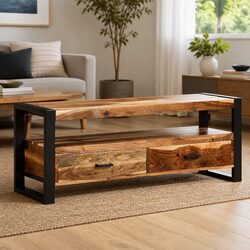 Elegant Solid Wood TV Cabinet with Drawers and Shelf