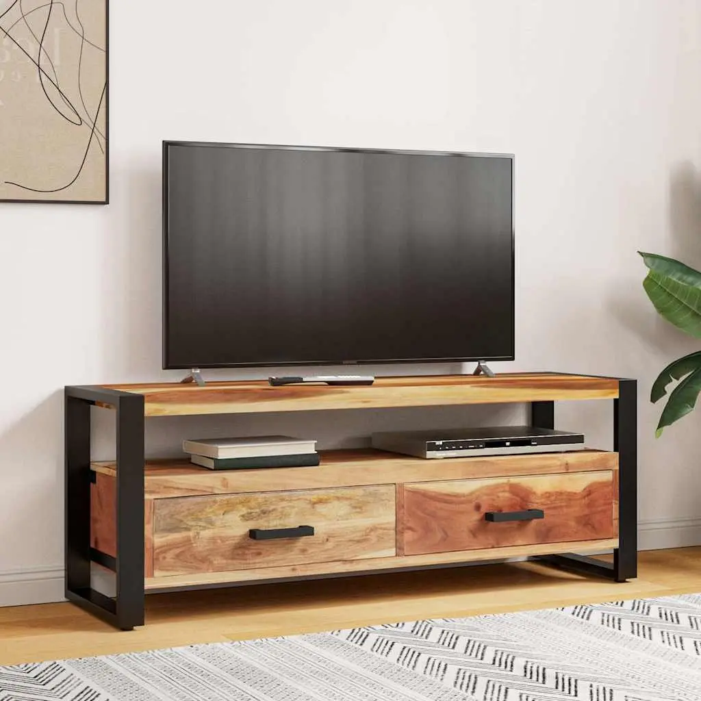 Solid Wood TV Cabinet Vintage Style 120x35x45cm Acacia Rubberwood Brown Honey