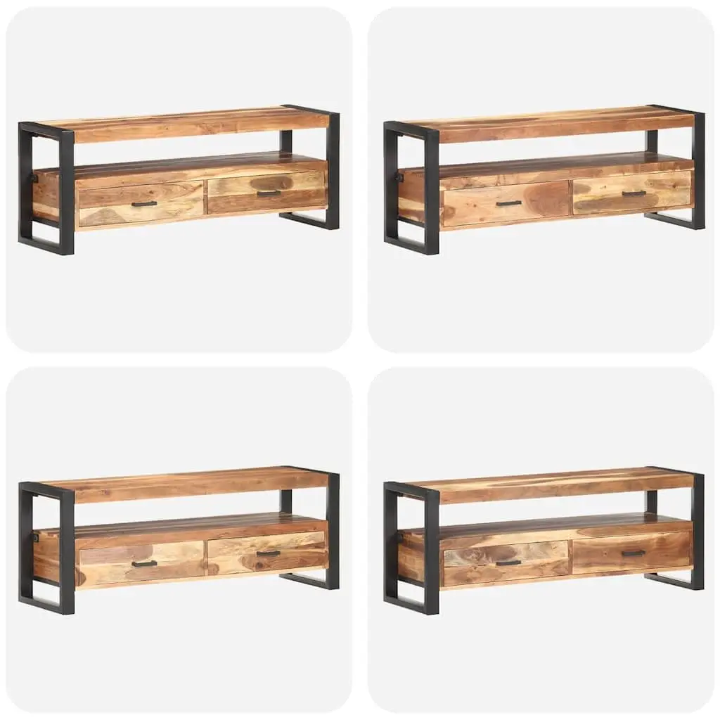 Solid Wood TV Cabinet Vintage Style 120x35x45cm Acacia Rubberwood Brown Honey