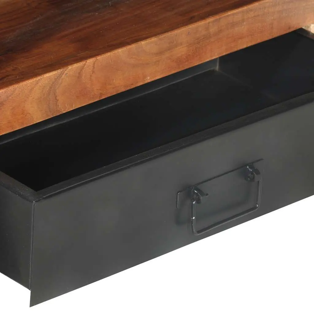 TV Cabinet Brown 120x30x40 cm Solid Acacia Rubberwood Steel Frame Storage Unit with Drawers Open Compartment