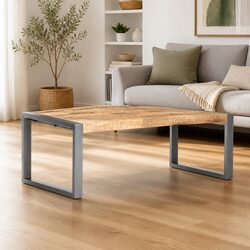 Rustic Coffee Table in Grey Rough Mango Wood
