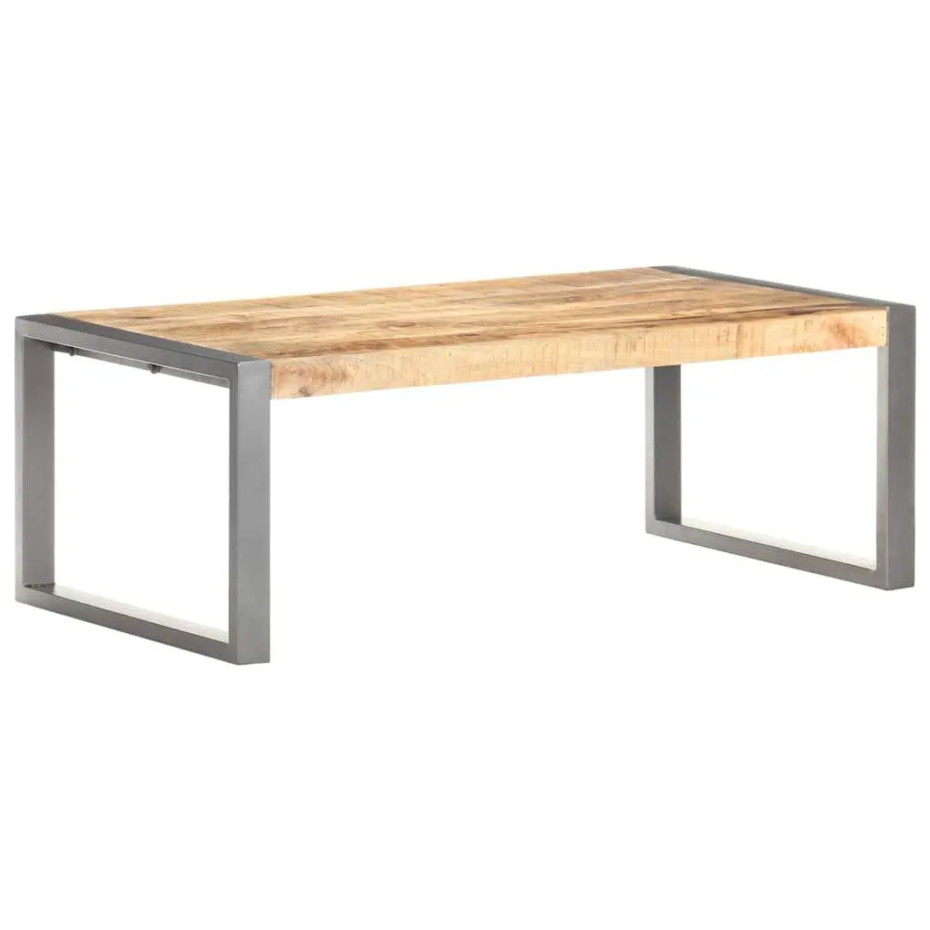 Coffee Table 110x60x40 cm Rough Mango Wood Grey Accent Living Room Furniture