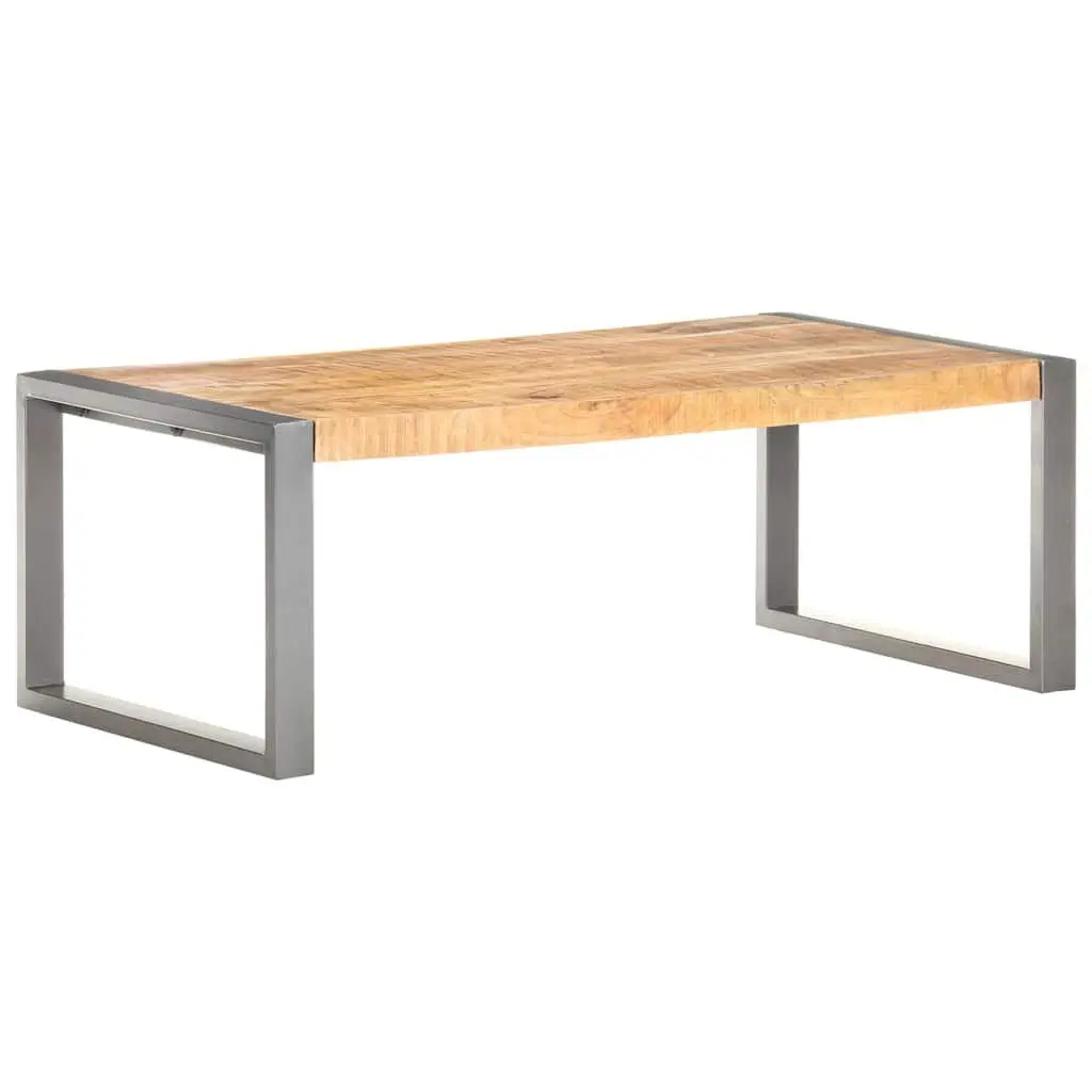 Coffee Table 110x60x40 cm Rough Mango Wood Grey Accent Living Room Furniture