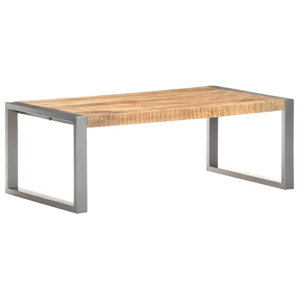 Coffee Table 110x60x40 cm Rough Mango Wood Grey Accent Living Room Furniture