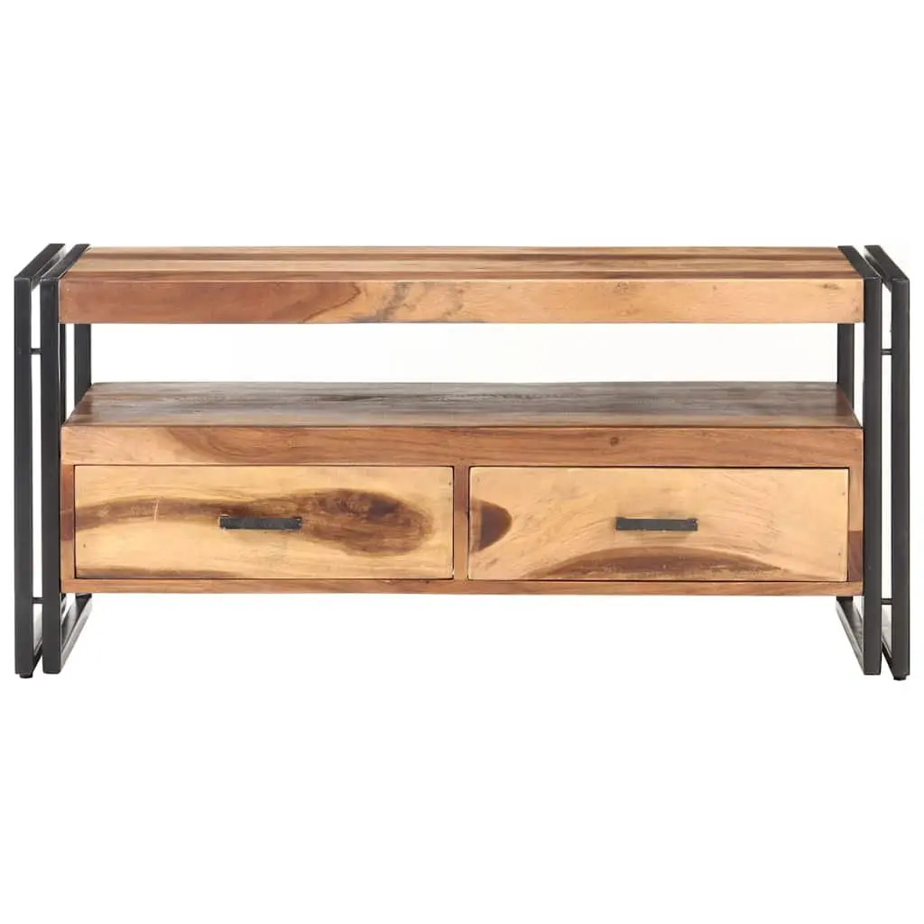 Coffee Table 100x55x45cm Solid Acacia Wood Storage Drawers Shelf Living Room