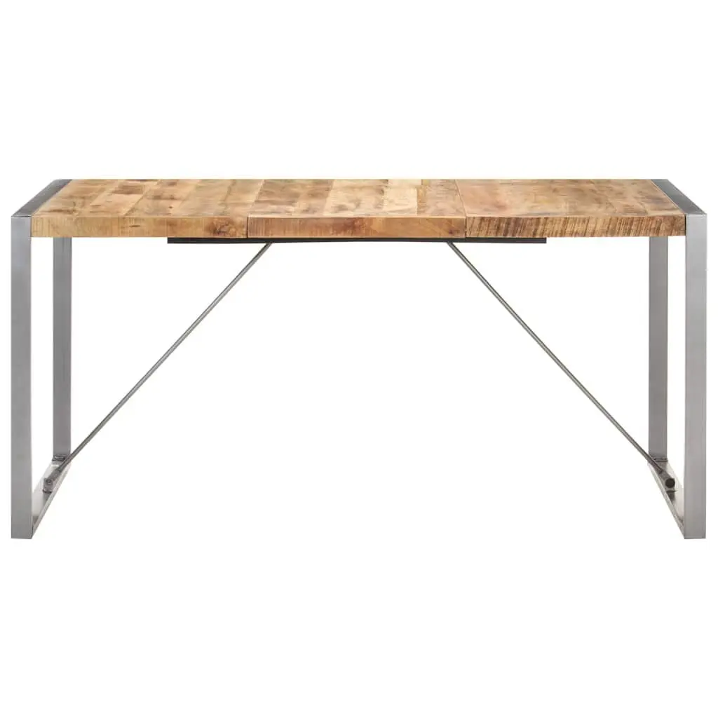 Solid Wood Dining Table 160x80x75 cm with Steel Legs