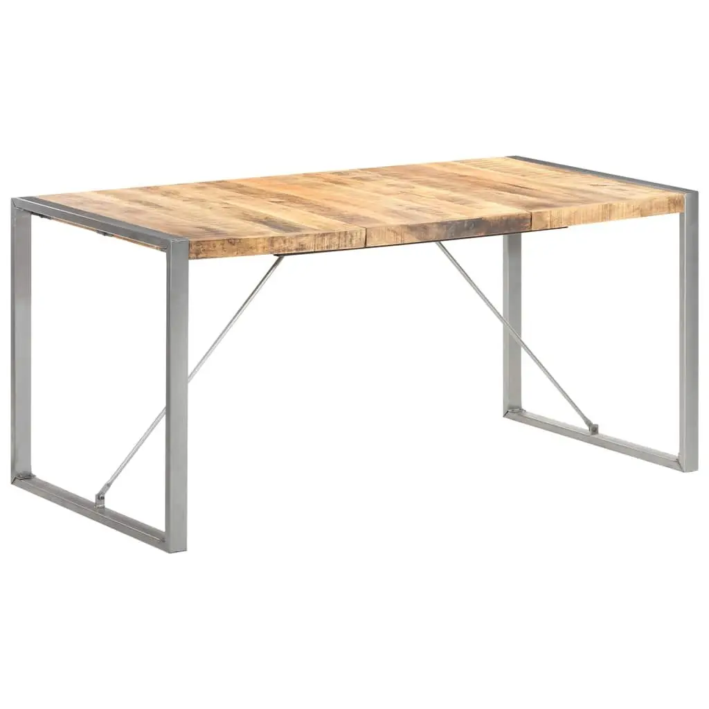 Solid Wood Dining Table 160x80x75 cm with Steel Legs