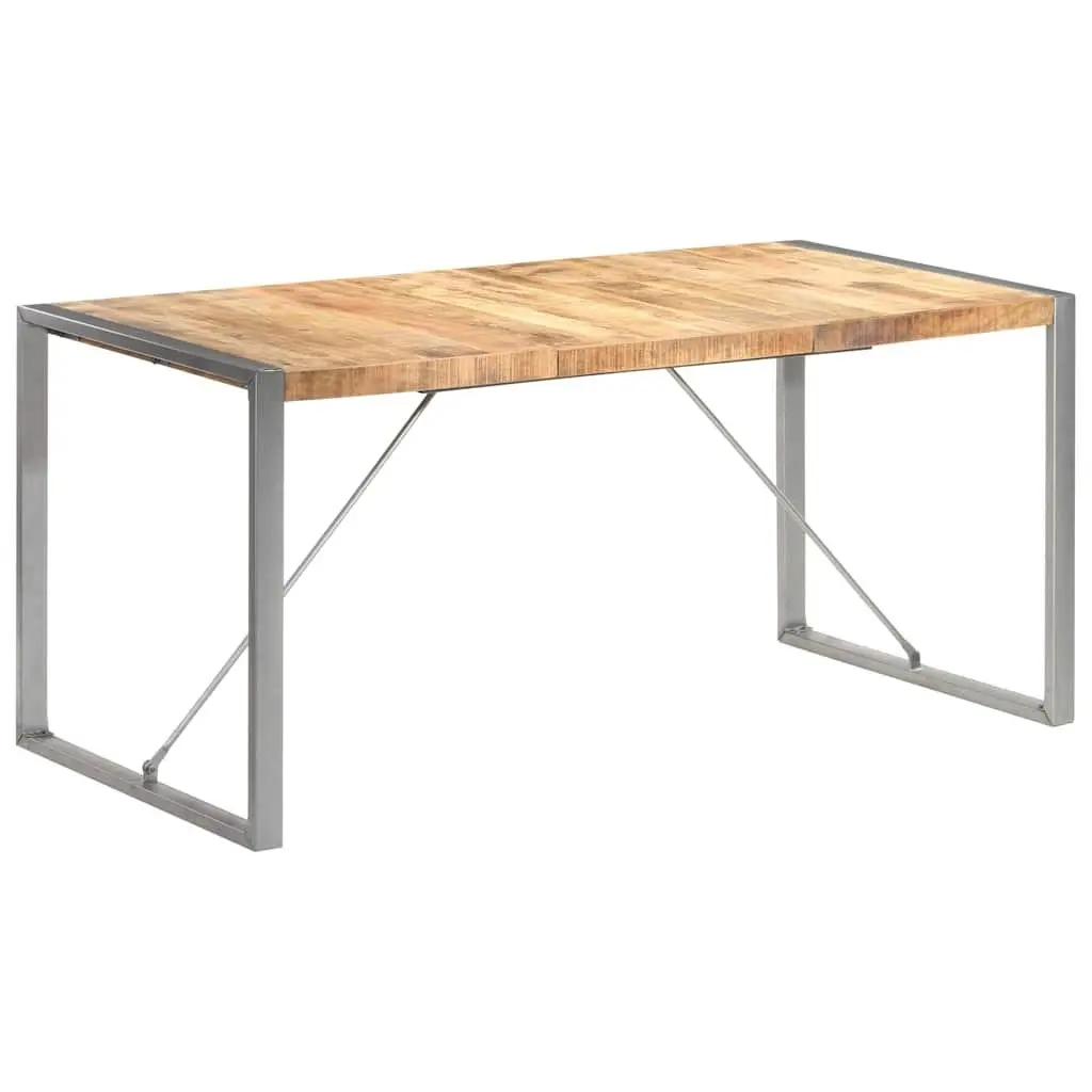 Solid Wood Dining Table 160x80x75 cm with Steel Legs