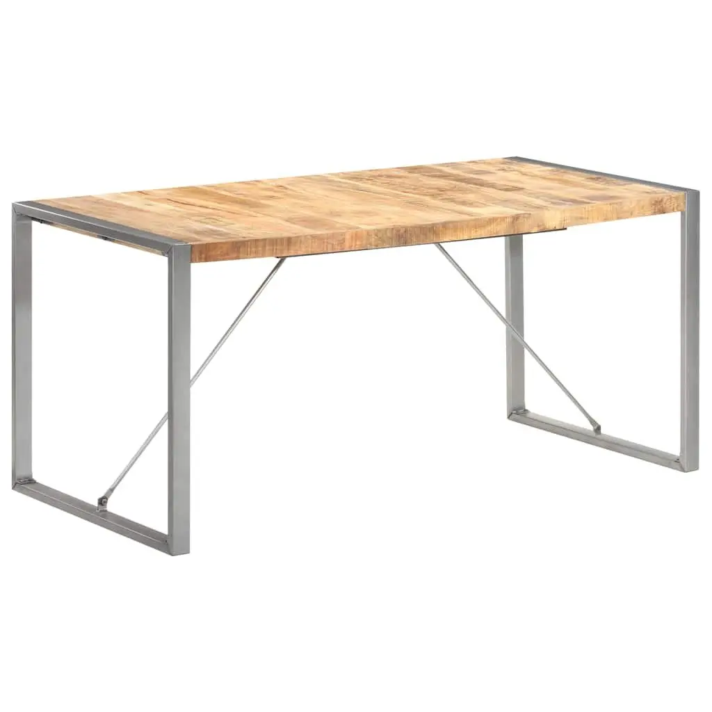 Solid Wood Dining Table 160x80x75 cm with Steel Legs