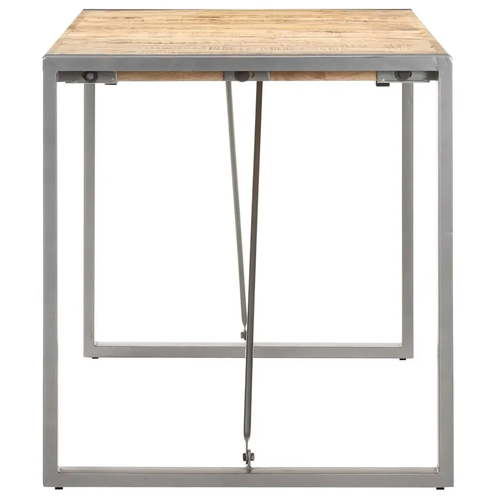 Solid Wood Dining Table 160x80x75 cm with Steel Legs