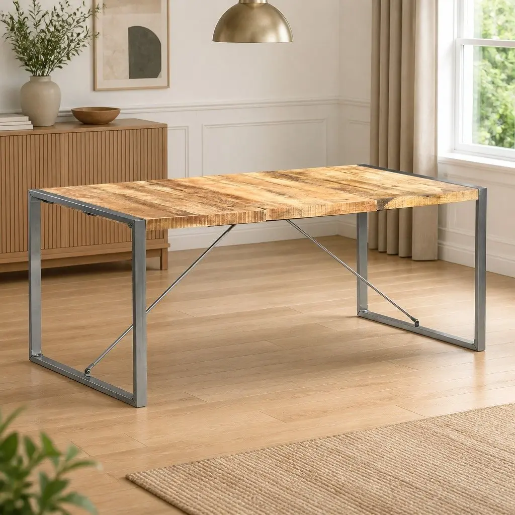 Dining Table 180x90x75 cm Solid Mango Wood Kitchen Room Furniture Brown