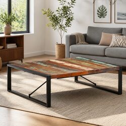 Reclaimed Wood Coffee Table 120x120x40 cm Industrial Charm