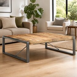 Warm Grey Mango Wood Coffee Table 120x120x40 cm