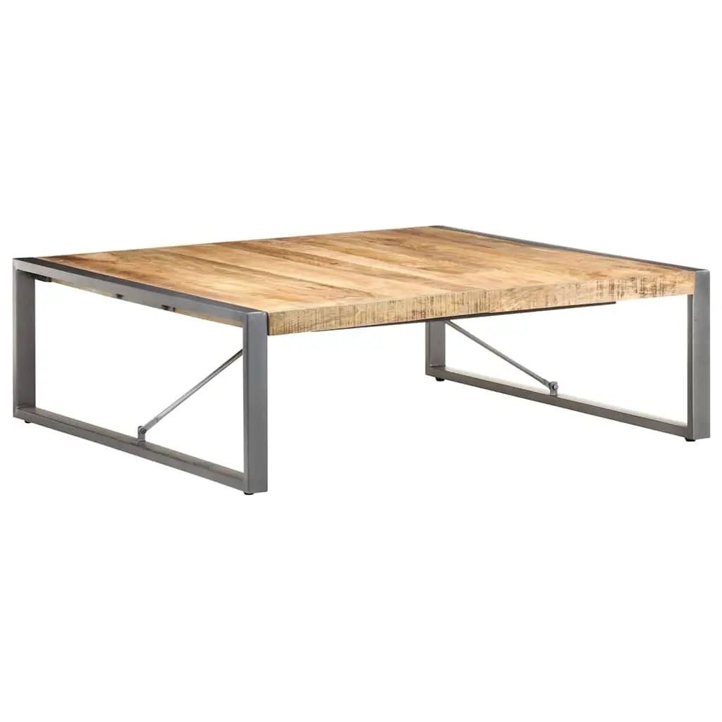 Coffee Table 120x120x40 cm Industrial Style Solid Wood Mango Grey Living Room