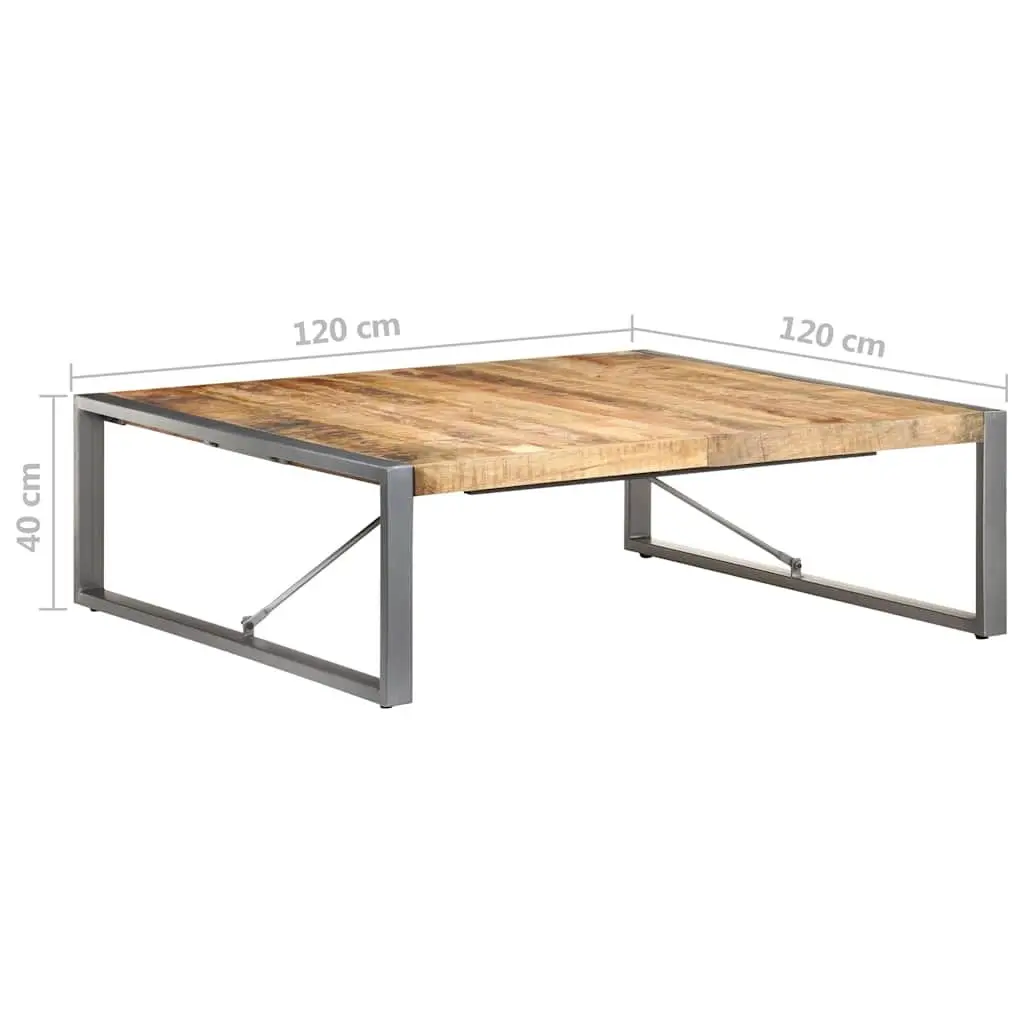 Coffee Table 120x120x40 cm Industrial Style Solid Wood Mango Grey Living Room