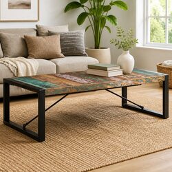 Industrial Style Coffee Table in Solid Reclaimed Wood