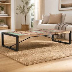 Warm Industrial Coffee Table 180x90x40 cm in Reclaimed Wood