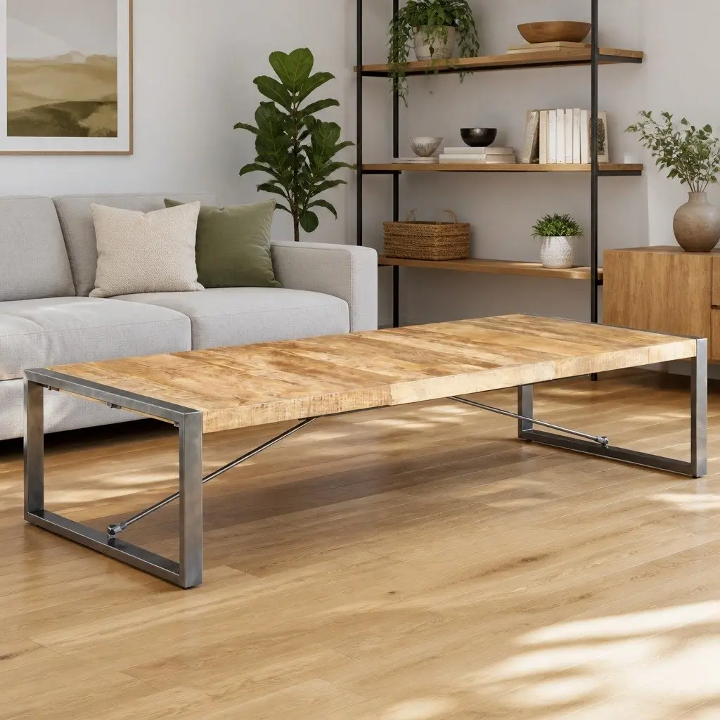 Coffee Table 180x90x40 cm Industrial Style Living Room Accent Wooden Furniture