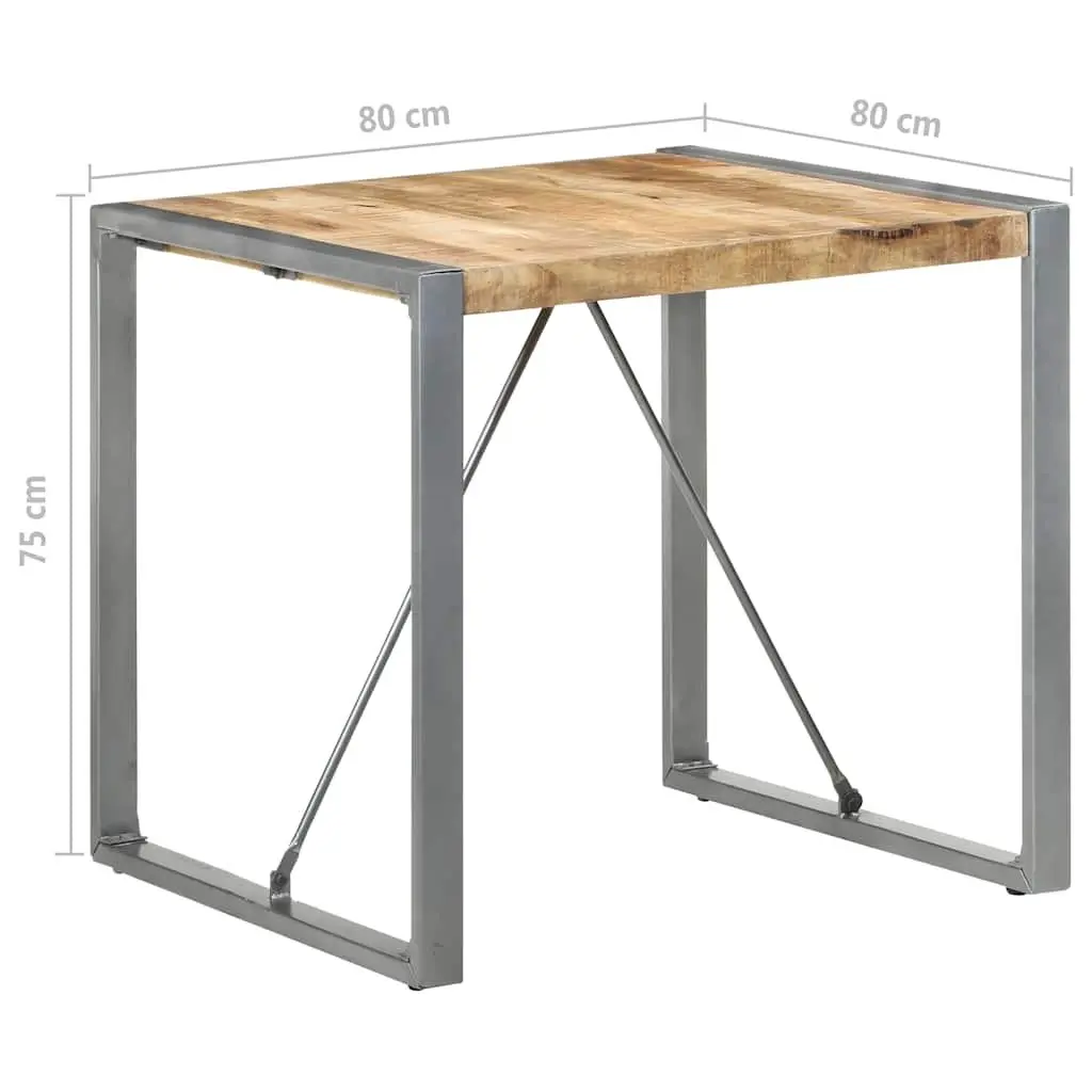 Dining Table 80x80x75 cm Rough Mango Wood Kitchen Room Furniture Industrial