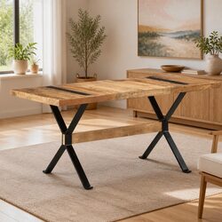 Warm Industrial Wooden Dining Table for Cozy Spaces