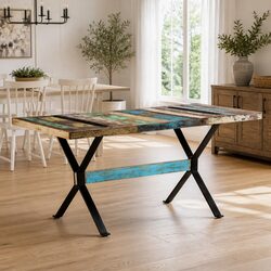 Warm Industrial Dining Table 160x80x76 cm Reclaimed Wood