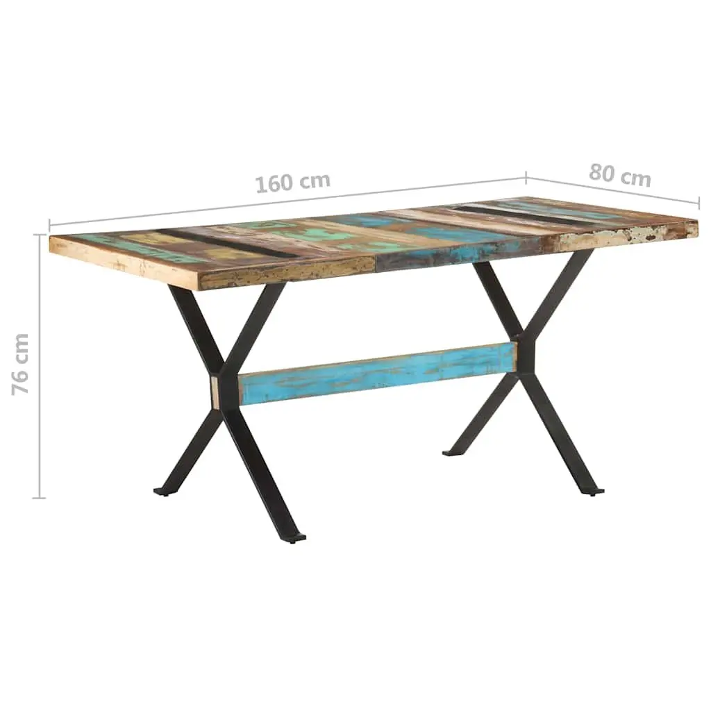 Dining Table Industrial 160x80x76 cm Solid Reclaimed Wood
