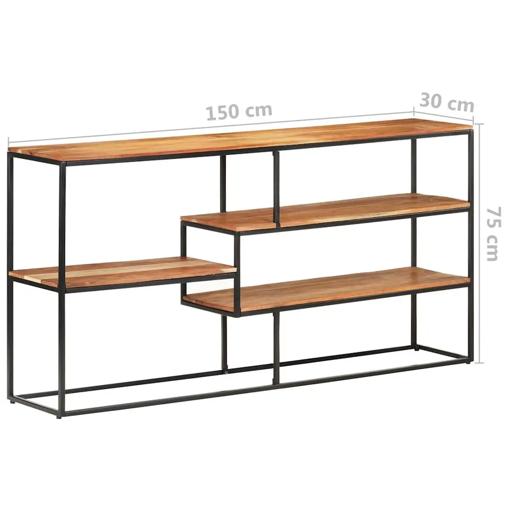 Solid Acacia Wood Sideboard Industrial 150x30x75 cm Brown Steel Frame