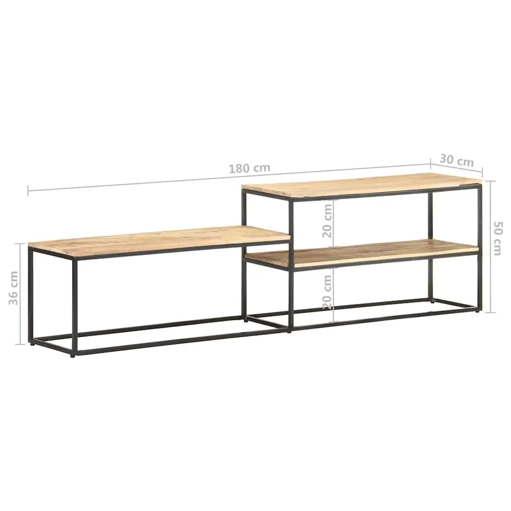 TV Cabinet Industrial Style 180x30x50 cm Rough Mango Wood with Steel Frame