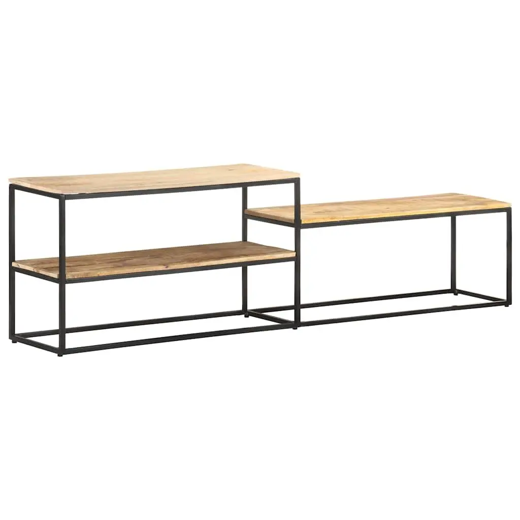 TV Cabinet Industrial Style 180x30x50 cm Rough Mango Wood with Steel Frame