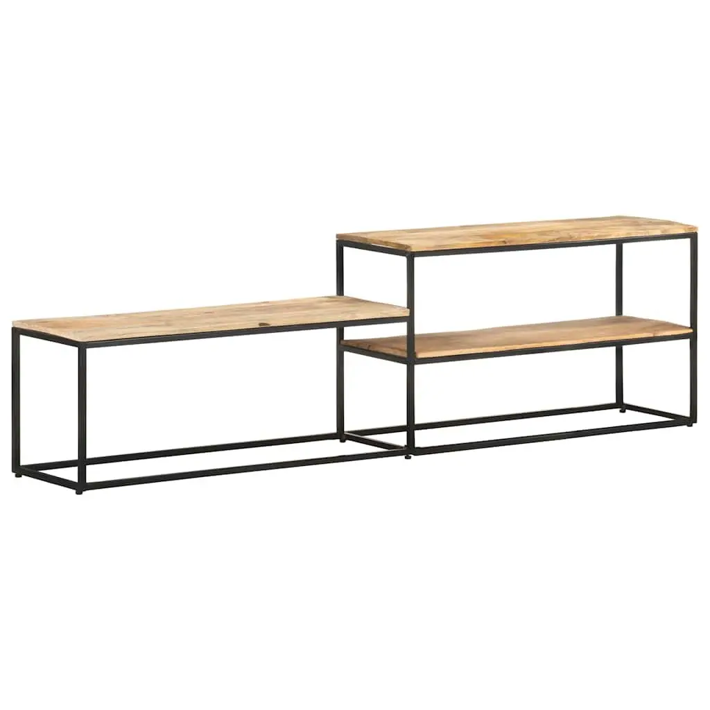 TV Cabinet Industrial Style 180x30x50 cm Rough Mango Wood with Steel Frame