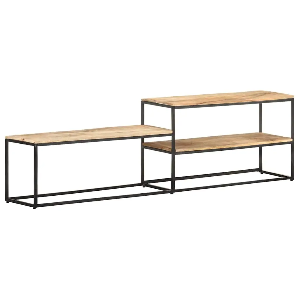 TV Cabinet Industrial Style 180x30x50 cm Rough Mango Wood with Steel Frame