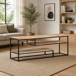 Industrial Style TV Cabinet in Rough Mango Wood