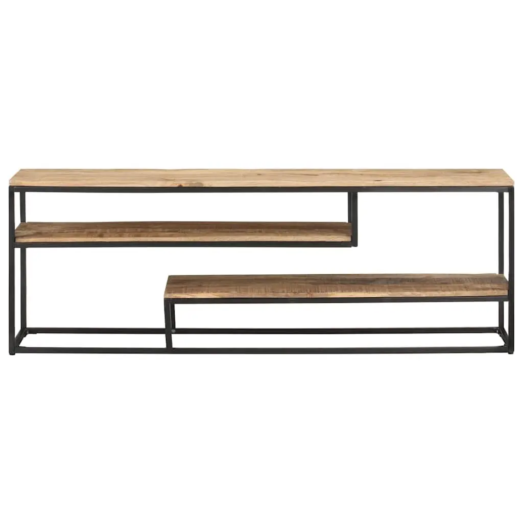 TV Cabinet Industrial Style 130x30x45cm Rough Mango Wood Media Storage Unit