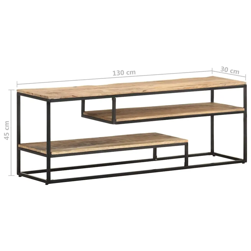 TV Cabinet Industrial Style 130x30x45cm Rough Mango Wood Media Storage Unit