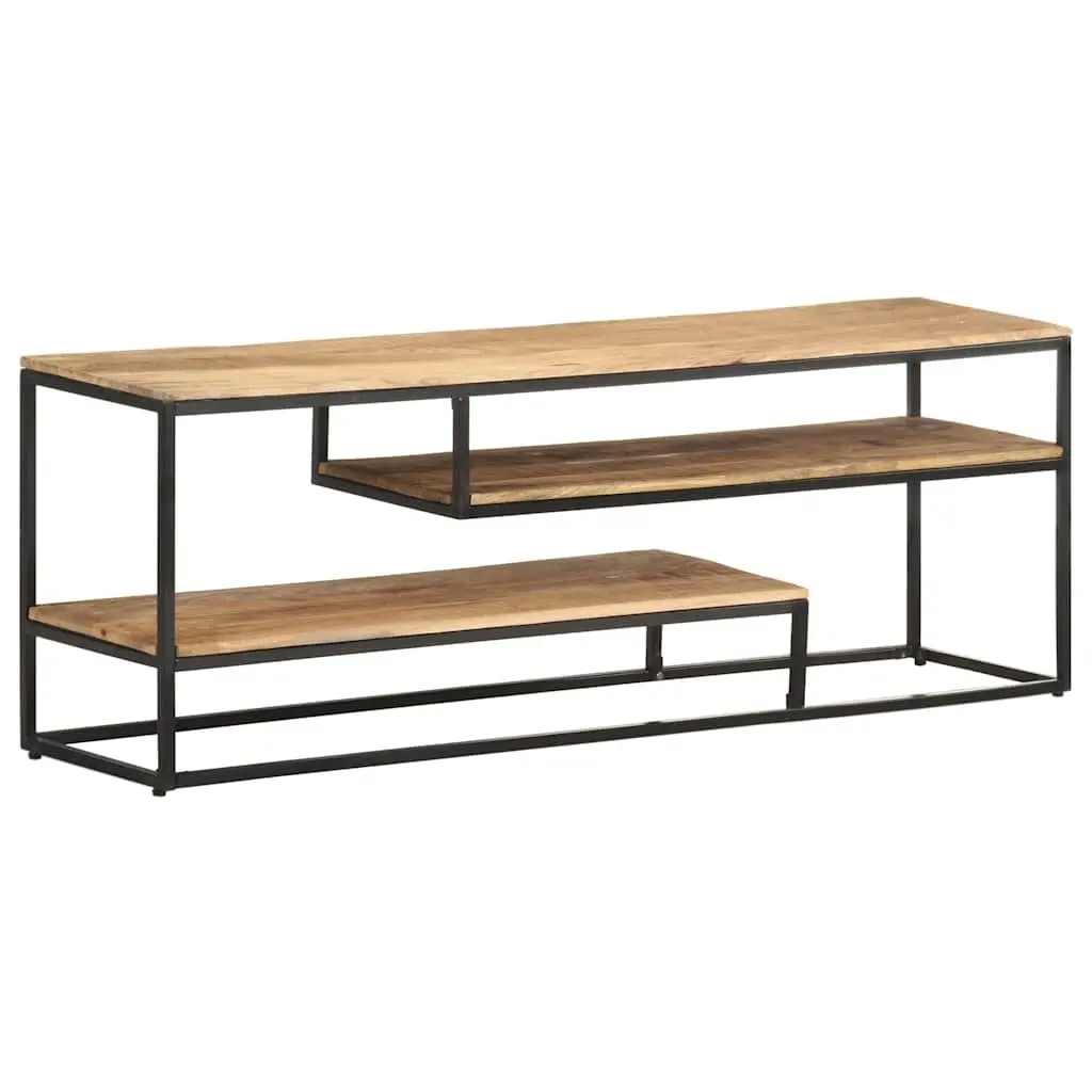 TV Cabinet Industrial Style 130x30x45cm Rough Mango Wood Media Storage Unit