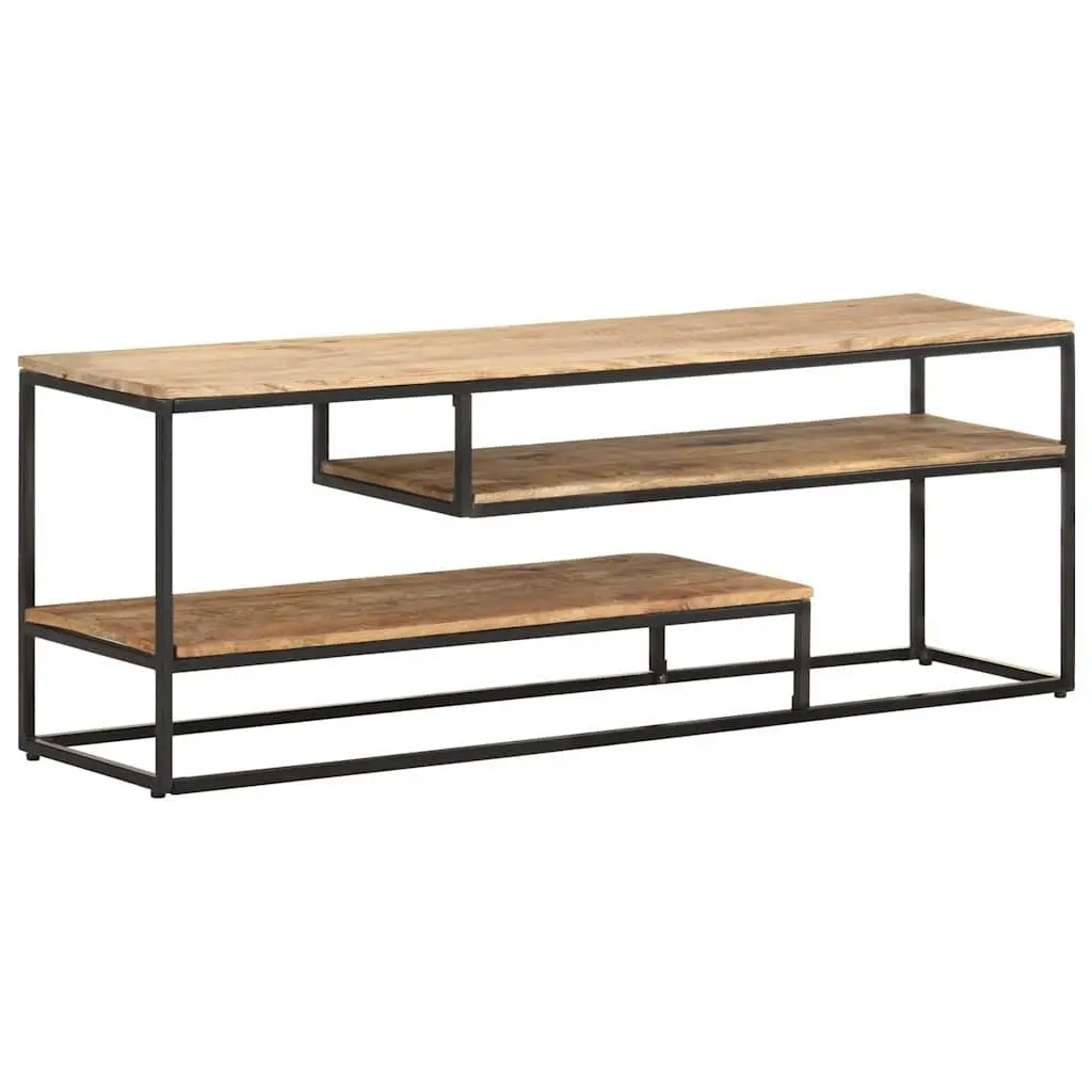 TV Cabinet Industrial Style 130x30x45cm Rough Mango Wood Media Storage Unit